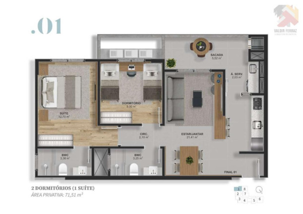 Imagem Apartamento com 2 Quartos à Venda, 71 m² em Barreiros - São José