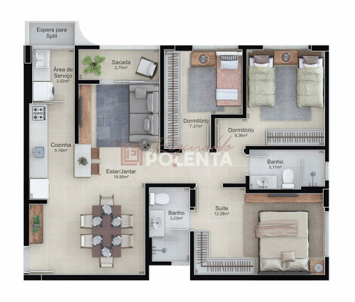 Imagem Apartamento com 3 Quartos à Venda, 79 m² em Rio Maina - Criciúma