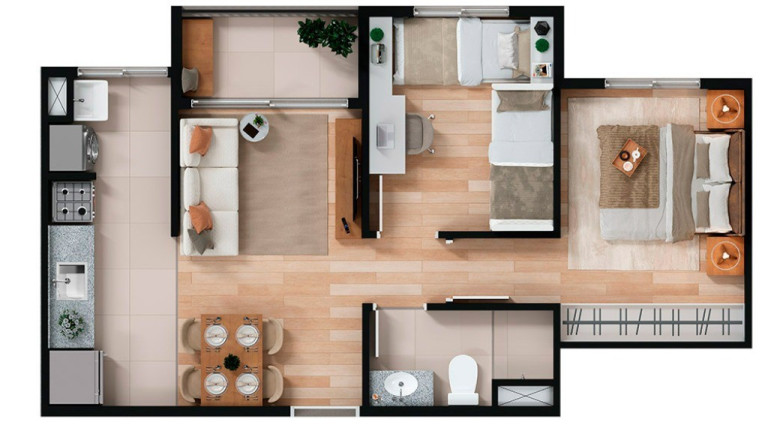 Imagem Imóvel com 2 Quartos à Venda, 48 m² em Vila Bela Vista - Santo André