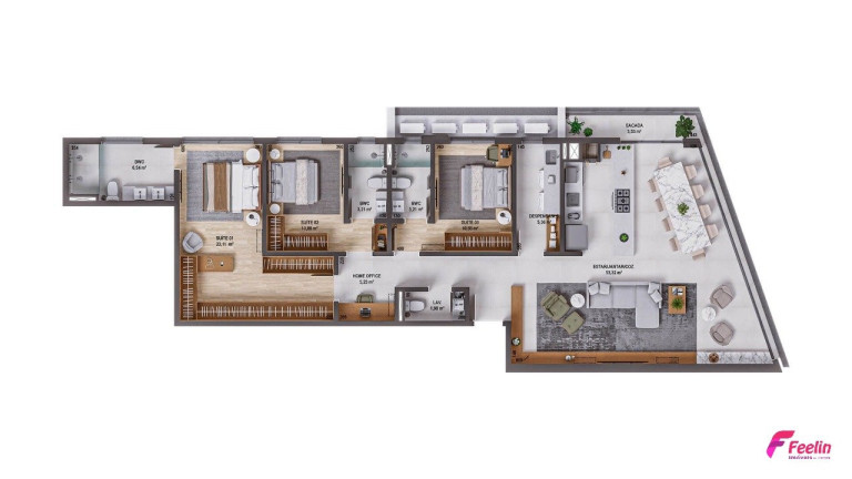 Imagem Apartamento com 3 Quartos à Venda, 151 m² em Praia Comprida - São José Imagem Apartamento com 3 Quartos à Venda, 151 m² em Praia Comprida - São José