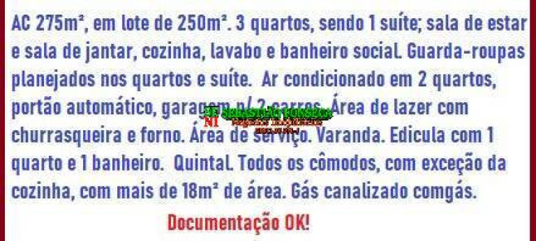 Imagem Sobrado com 3 Quartos à Venda, 250 m² em Centro - Caçapava Imagem Sobrado com 3 Quartos à Venda, 250 m² em Centro - Caçapava