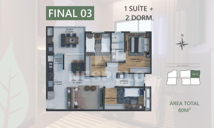 Imagem Apartamento com 2 Quartos à Venda, 77 m² em Dom Bosco - Itajai