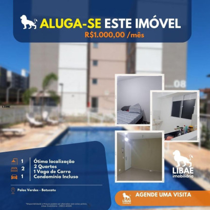 Imagem Apartamento com 2 Quartos para Alugar, 39 m² em Jardim Palos Verdes - Botucatu Imagem Apartamento com 2 Quartos para Alugar, 39 m² em Jardim Palos Verdes - Botucatu