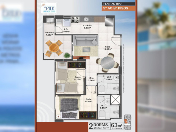 Imagem Imóvel com 2 Quartos à Venda, 73 m² em Maracanã - Praia Grande