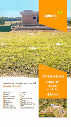 Terreno em Condomínio à Venda, 450 m² em Alphaville Jundiaí - Jundiaí