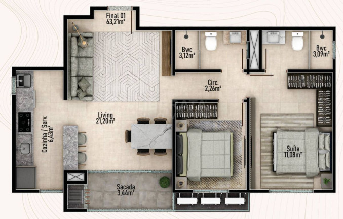 Imagem Apartamento com 2 Quartos à Venda, 57 m² em Centro - Navegantes Imagem Apartamento com 2 Quartos à Venda, 57 m² em Centro - Navegantes