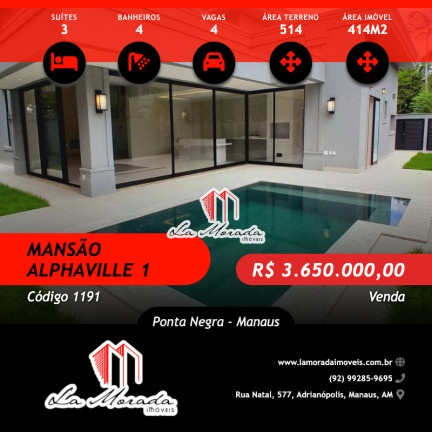 Casa com 3 Quartos à Venda, 414 m² em Ponta Negra - Manaus