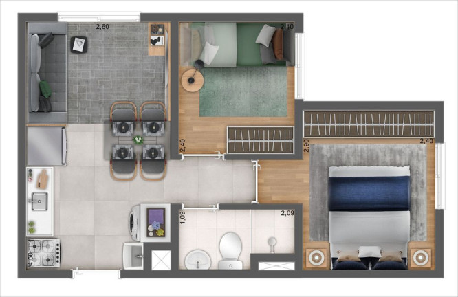 Apartamento com 2 Quartos à Venda, 32 m² em Parque Novo Mundo - São Paulo