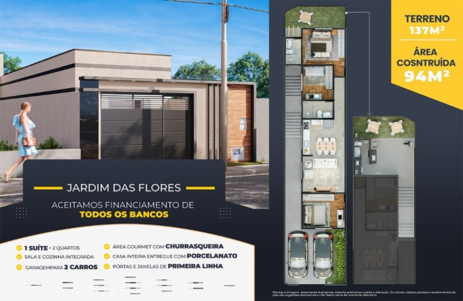 Imagem Casa com 3 Quartos à Venda, 94 m² em Jardim Das Flores - Suzano Imagem Casa com 3 Quartos à Venda, 94 m² em Jardim Das Flores - Suzano