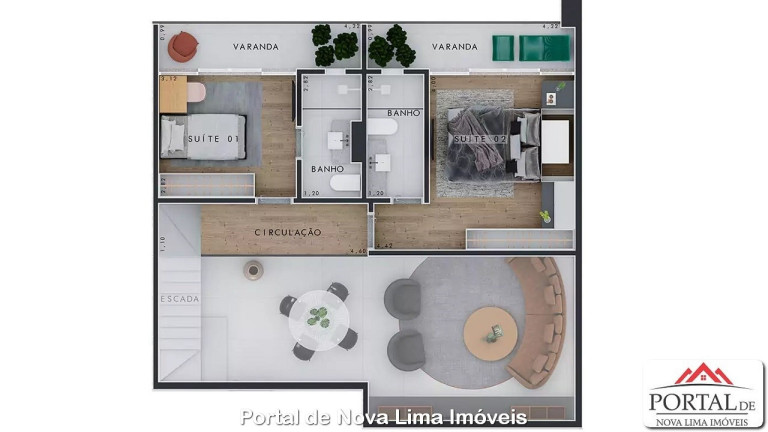 Imagem Apartamento com 2 Quartos à Venda, 66 m² em Alphaville Lagoa Dos Ingleses - Nova Lima