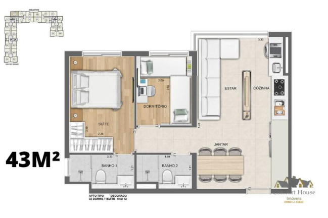 Imagem Apartamento com 2 Quartos à Venda, 43 m² em Vila Homero Thon - Santo André Imagem Apartamento com 2 Quartos à Venda, 43 m² em Vila Homero Thon - Santo André