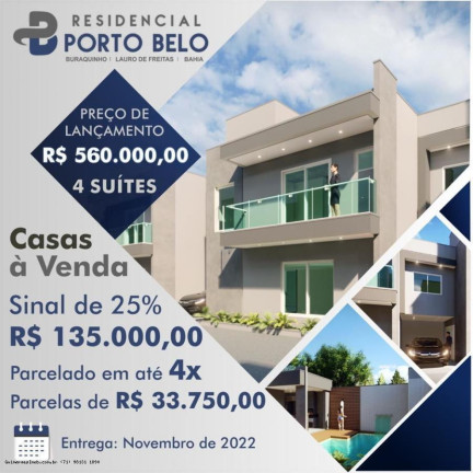 Imagem Casa com 4 Quartos à Venda, 127 m² em Buraquinho - Lauro De Freitas Imagem Casa com 4 Quartos à Venda, 127 m² em Buraquinho - Lauro De Freitas