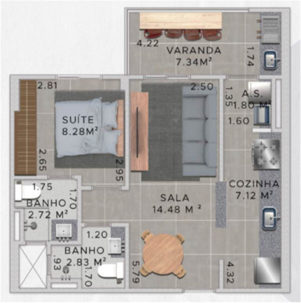 Imagem Apartamento com 1 Quarto à Venda, 53 m² em Real - Praia Grande Imagem Apartamento com 1 Quarto à Venda, 53 m² em Real - Praia Grande