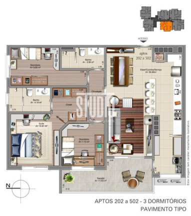 Imagem Apartamento com 3 Quartos à Venda, 105 m² em Planalto - Carlos Barbosa Imagem Apartamento com 3 Quartos à Venda, 105 m² em Planalto - Carlos Barbosa