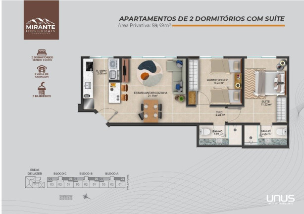 Imagem Apartamento com 2 Quartos à Venda, 60 m² em Coqueiros - Florianópolis