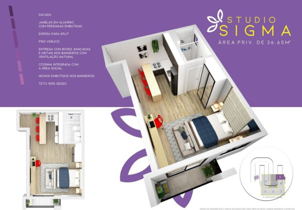 Imagem Apartamento com 1 Quarto à Venda, 48 m² em Kobrasol - São José