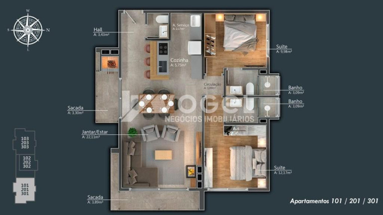 Imagem Apartamento com 1 Quarto à Venda, 44 m² em Centro - Canela Imagem Apartamento com 1 Quarto à Venda, 44 m² em Centro - Canela