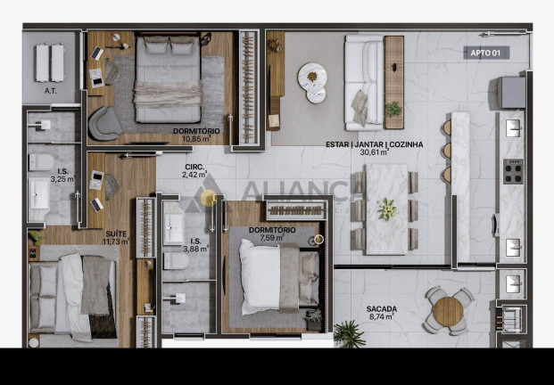 Imagem Apartamento com 3 Quartos à Venda, 92 m² em Gravatá - Navegantes