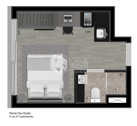 Imagem Studio com 1 Quarto à Venda, 24 m² em Perdizes - São Paulo Imagem Studio com 1 Quarto à Venda, 24 m² em Perdizes - São Paulo