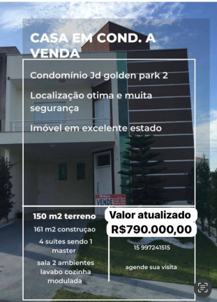 Imagem Casa de Condomínio com 4 Quartos à Venda, 150 m² em Condomínio Golden Park Residence Ii - Sorocaba Imagem Casa de Condomínio com 4 Quartos à Venda, 150 m² em Condomínio Golden Park Residence Ii - Sorocaba