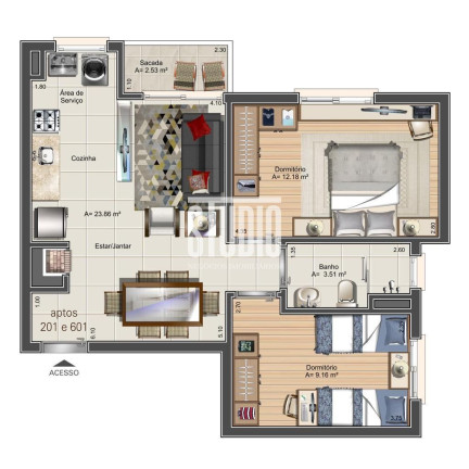 Imagem Apartamento com 2 Quartos à Venda, 60 m² em Triângulo - Carlos Barbosa Imagem Apartamento com 2 Quartos à Venda, 60 m² em Triângulo - Carlos Barbosa