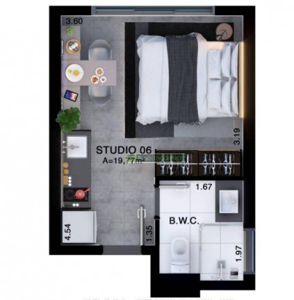Imagem Studio com 1 Quarto à Venda, 18 m² em água Verde - Curitiba