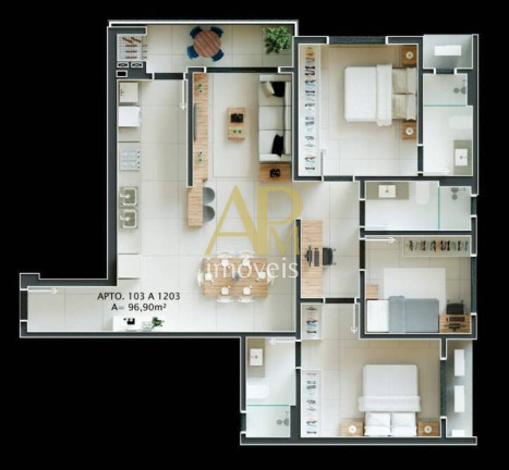Imagem Apartamento com 3 Quartos à Venda, 119 m² em Pedra Branca - Palhoça Imagem Apartamento com 3 Quartos à Venda, 119 m² em Pedra Branca - Palhoça