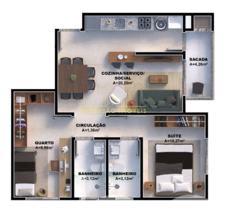 Imagem Apartamento com 3 Quartos à Venda, 69 m² em Nova Palhoça - Palhoça Imagem Apartamento com 3 Quartos à Venda, 69 m² em Nova Palhoça - Palhoça