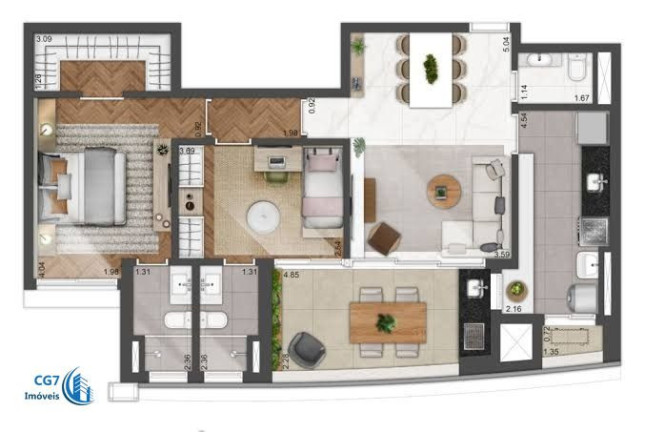 Imagem Apartamento com 2 Quartos à Venda, 95 m² em Alphaville Conde Ii - Barueri