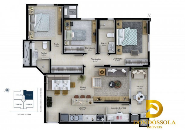 Imagem Apartamento com 3 Quartos à Venda, 96 m² em Mar Grosso - Laguna Imagem Apartamento com 3 Quartos à Venda, 96 m² em Mar Grosso - Laguna