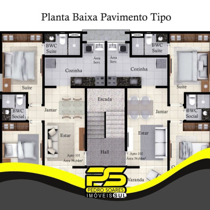 Imagem Flat com 2 Quartos à Venda, 56 m² em Cristo Redentor - João Pessoa Imagem Flat com 2 Quartos à Venda, 56 m² em Cristo Redentor - João Pessoa