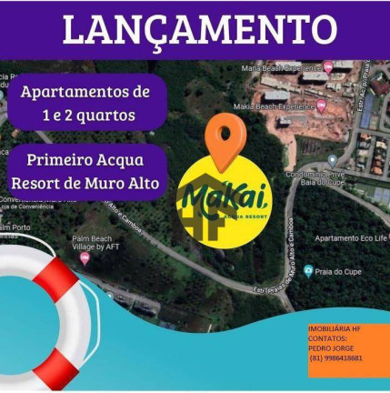 Apartamento com 2 Quartos à Venda, 29 m² em Muro Alto - Ipojuca