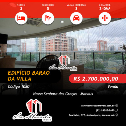 Imagem Apartamento com 3 Quartos à Venda, 240 m² em Nossa Senhora Das Graças - Manaus