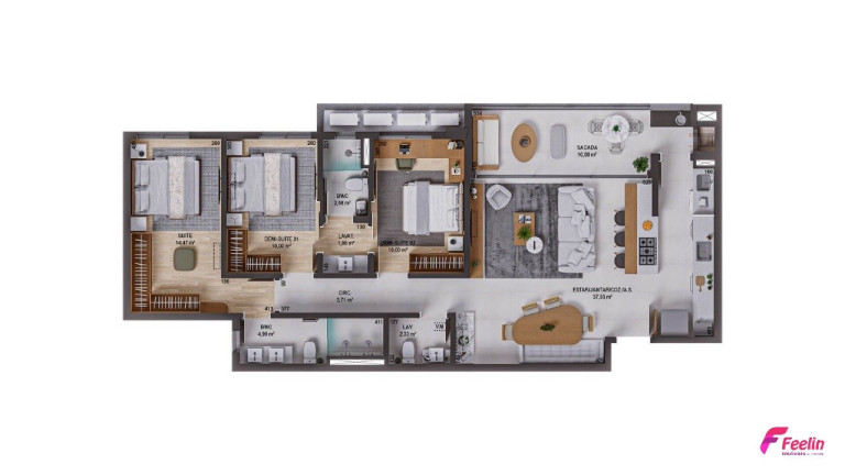 Apartamento com 3 Quartos à Venda, 115 m² em Praia Comprida - São José