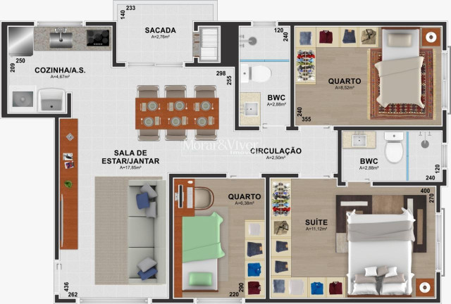 Imagem Apartamento com 3 Quartos à Venda, 70 m² em Cidade Jardim - São José Dos Pinhais