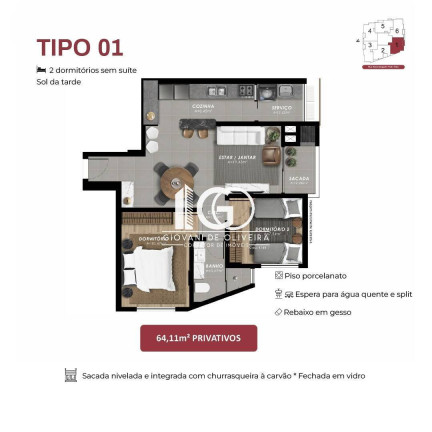 Imagem Apartamento com 2 Quartos à Venda, 64 m² em Centro - Criciúma Imagem Apartamento com 2 Quartos à Venda, 64 m² em Centro - Criciúma