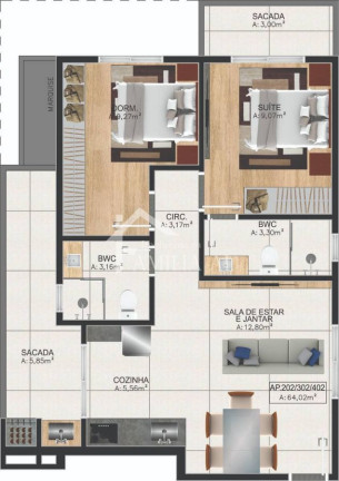 Imagem Apartamento com 2 Quartos à Venda, 64 m² em Guanabara - Joinville