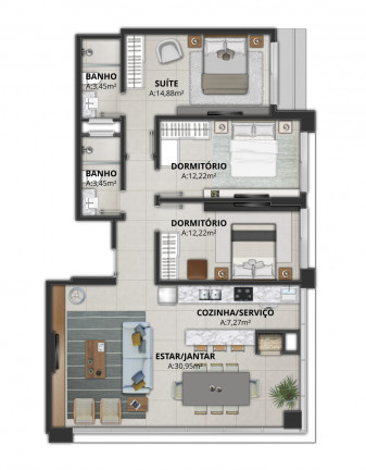 Imagem Apartamento com 2 Quartos à Venda, 77 m² em Centro - Torres