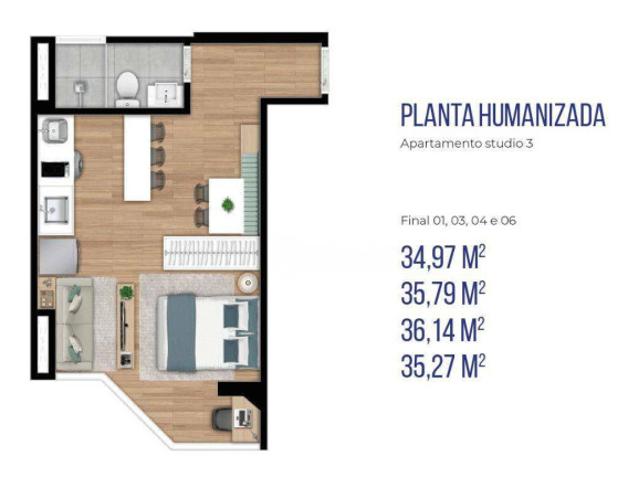 Imagem Studio com 1 Quarto à Venda, 35 m² em Botafogo - Campinas Imagem Studio com 1 Quarto à Venda, 35 m² em Botafogo - Campinas