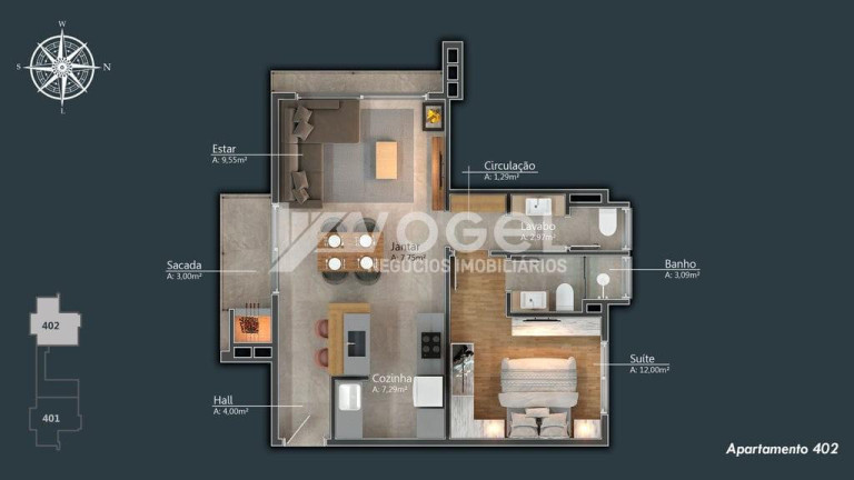 Imagem Apartamento com 1 Quarto à Venda, 44 m² em Centro - Canela Imagem Apartamento com 1 Quarto à Venda, 44 m² em Centro - Canela