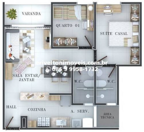 Imagem Apartamento com 2 Quartos à Venda, 55 m² em Todos Os Santos - Teresina