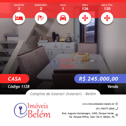 Casa com 3 Quartos à Venda, 120 m² em Campina De Icoaraci (icoaraci) - Belém