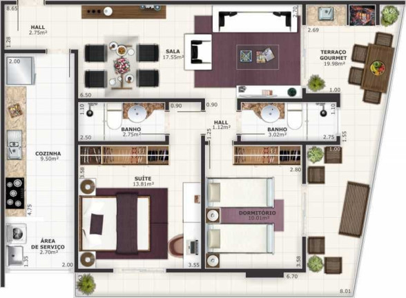 Imagem Apartamento com 2 Quartos à Venda, 92 m² em Vila Guilhermina - Praia Grande