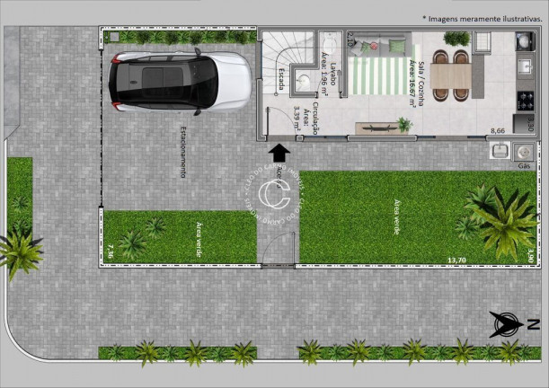 Imagem Casa com 2 Quartos à Venda, 84 m² em Pé De Plátano - Santa Maria Imagem Casa com 2 Quartos à Venda, 84 m² em Pé De Plátano - Santa Maria