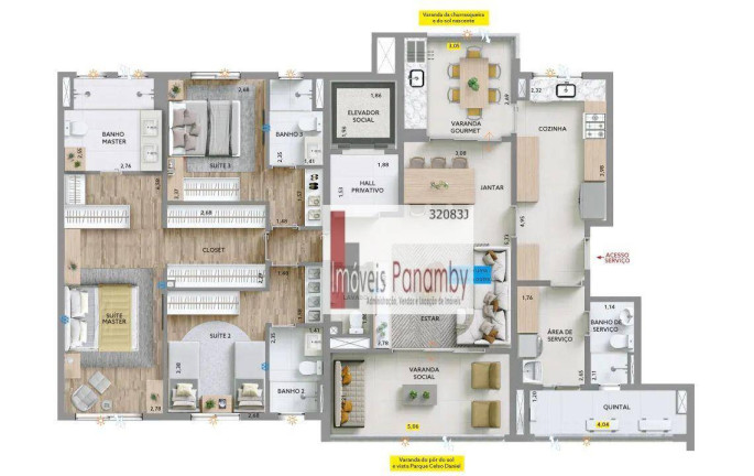 Apartamento com 3 Quartos à Venda, 163 m² em Jardim - Santo André