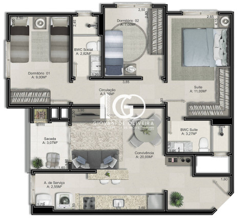Imagem Apartamento com 3 Quartos à Venda, 74 m² em São Luiz - Criciúma Imagem Apartamento com 3 Quartos à Venda, 74 m² em São Luiz - Criciúma