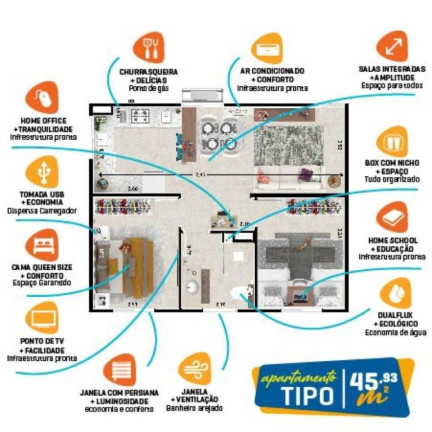 Imagem Apartamento com 2 Quartos à Venda, 45 m² em Jardim São José Leste - São José Dos Campos