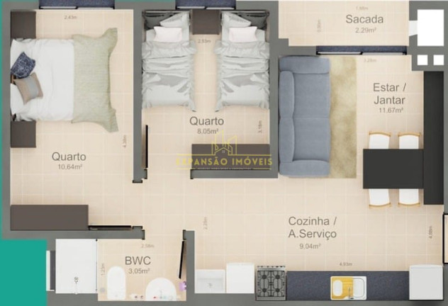 Imagem Apartamento com 2 Quartos à Venda, 52 m² em São Sebastião - Palhoça Imagem Apartamento com 2 Quartos à Venda, 52 m² em São Sebastião - Palhoça