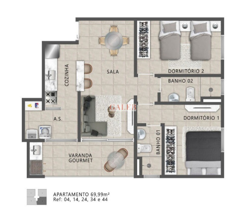 Imagem Imóvel com 2 Quartos à Venda, 64 m² em Bella Atibaia - Atibaia Imagem Imóvel com 2 Quartos à Venda, 64 m² em Bella Atibaia - Atibaia