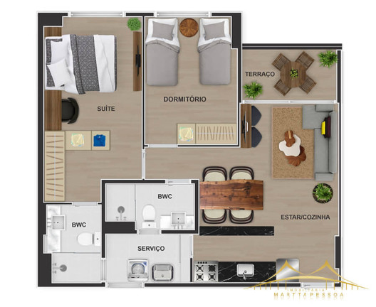 Imagem Apartamento com 2 Quartos para Alugar, 59 m² em Capim Macio - Natal